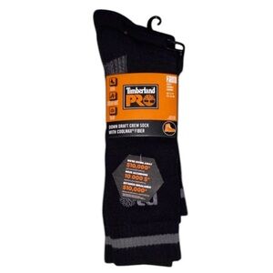 Timberland Pro Down Draft Crew Socks Coolmax Fiber 2 Pack Socks 9-12 Black (K)